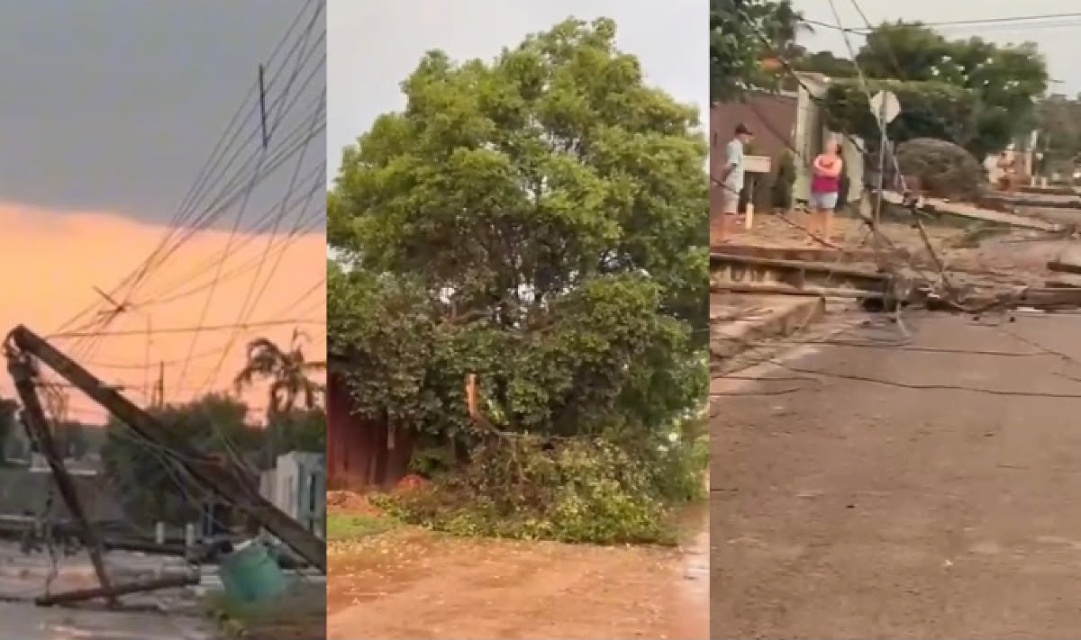 TEMPESTADE DERRUBA POSTES E CAUSA ESTRAGOS NA REDE ELÉTRICA EM CÁCERES