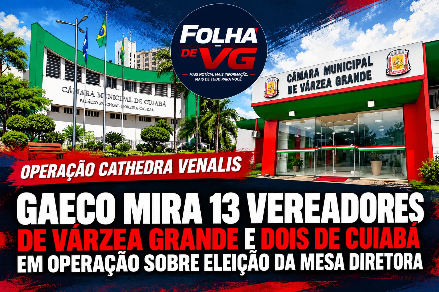 Gaeco mira 13 vereadores de Várzea Grande e dois de Cuiabá em operação sobre eleição da Mesa Diretora